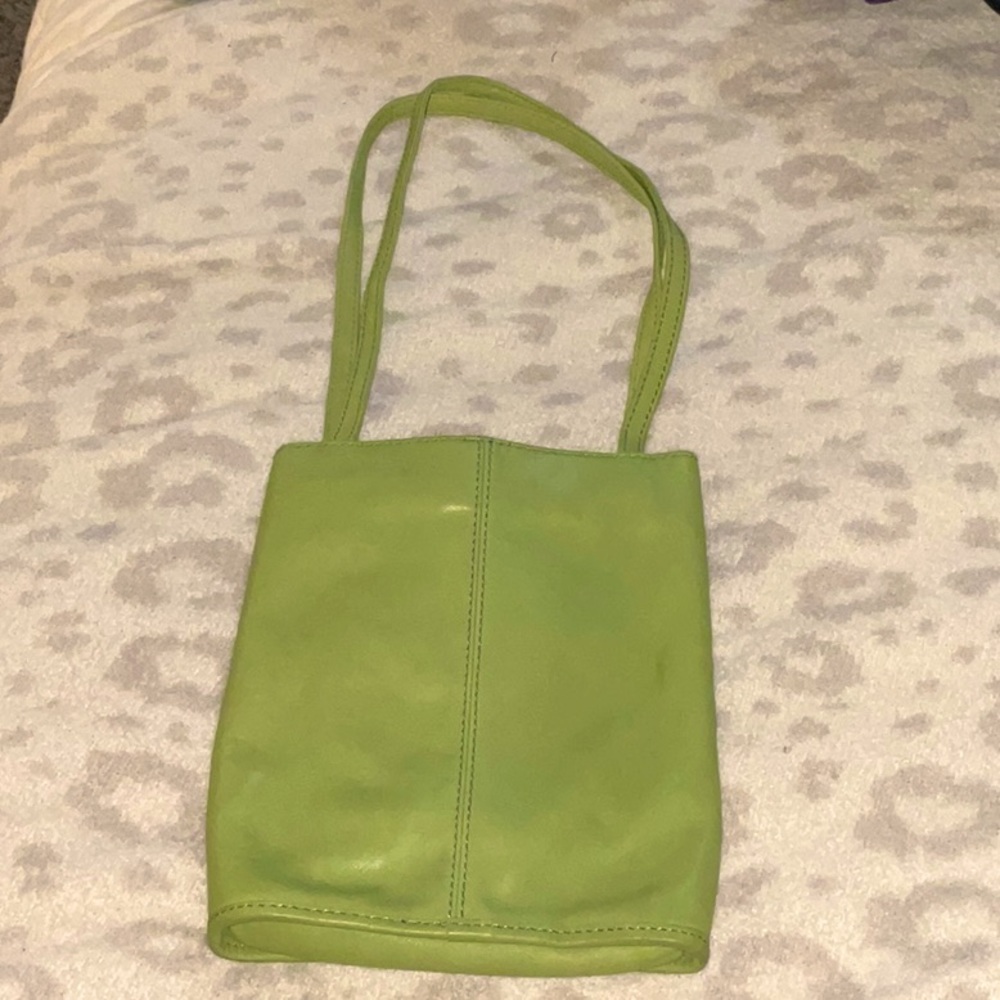 Fossil jet set travel bag. Leather shoulder Boho purse. Neutral green color